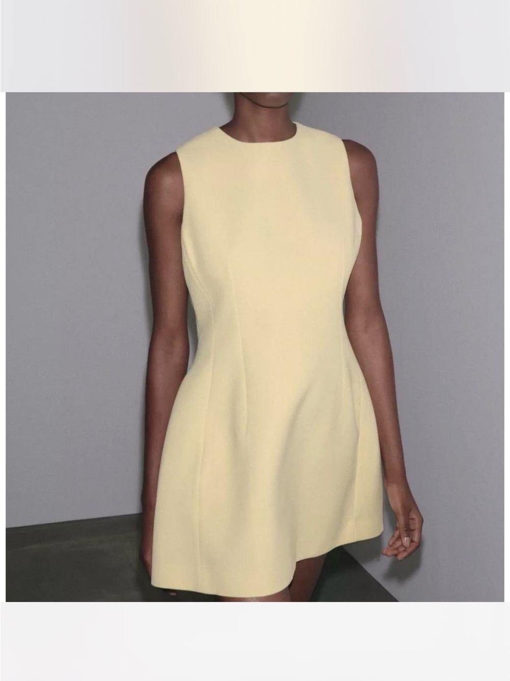 Zara Sleeveless Pale Yellow Mini Dress